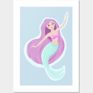 Pastel Mermaid Posters and Art